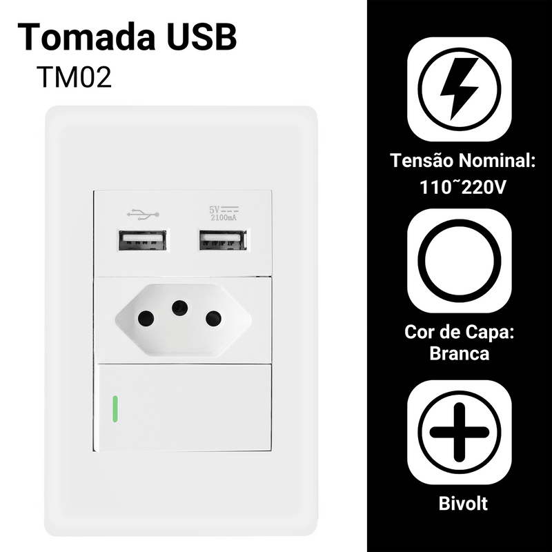 Tomada Duo 2 Usb - Rbkstore